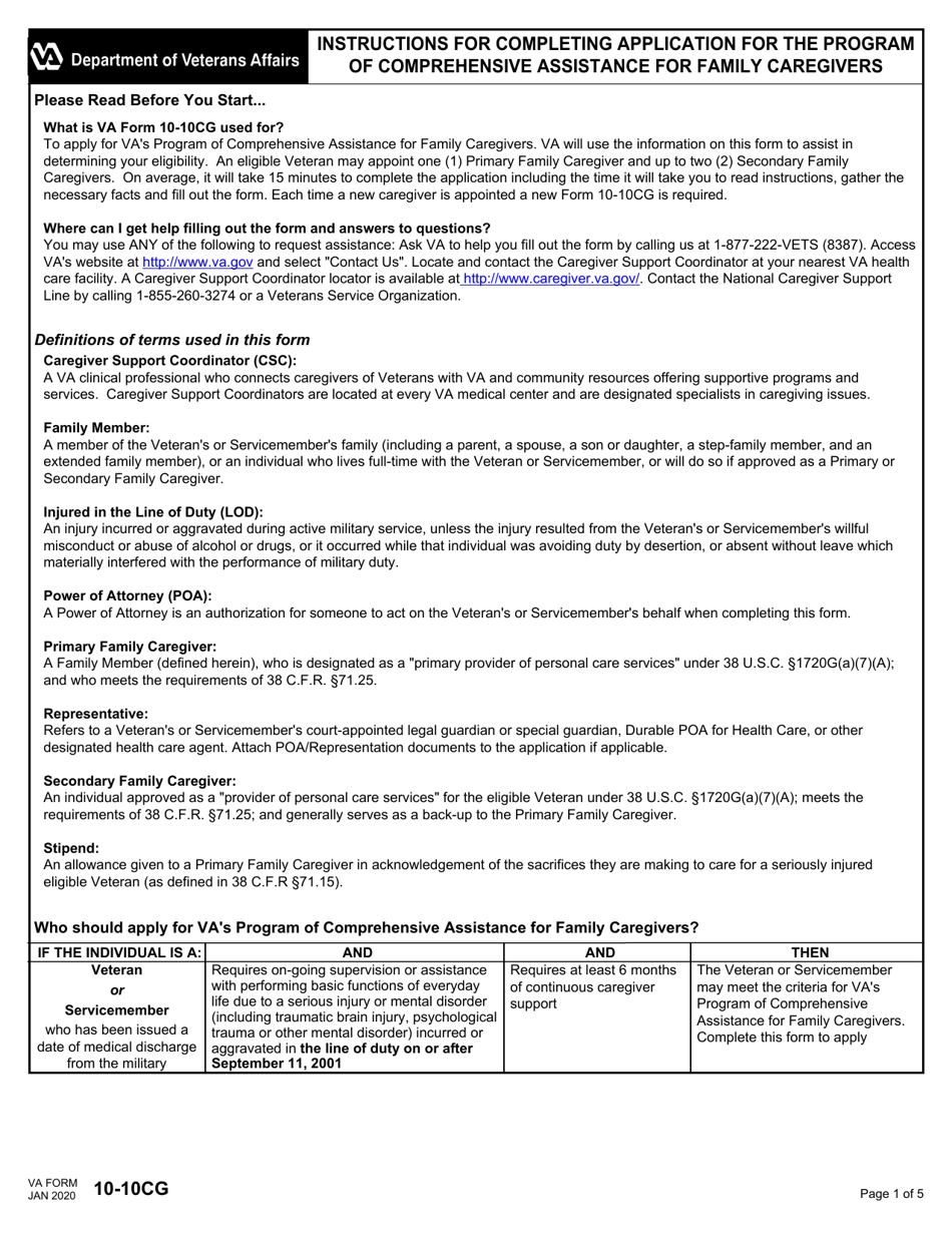 VA Form 10 10CG Download Fillable PDF Or Fill Online Application For Comprehensive Assistance