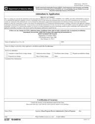 Document preview: VA Form 10-0491A Addendum to Application