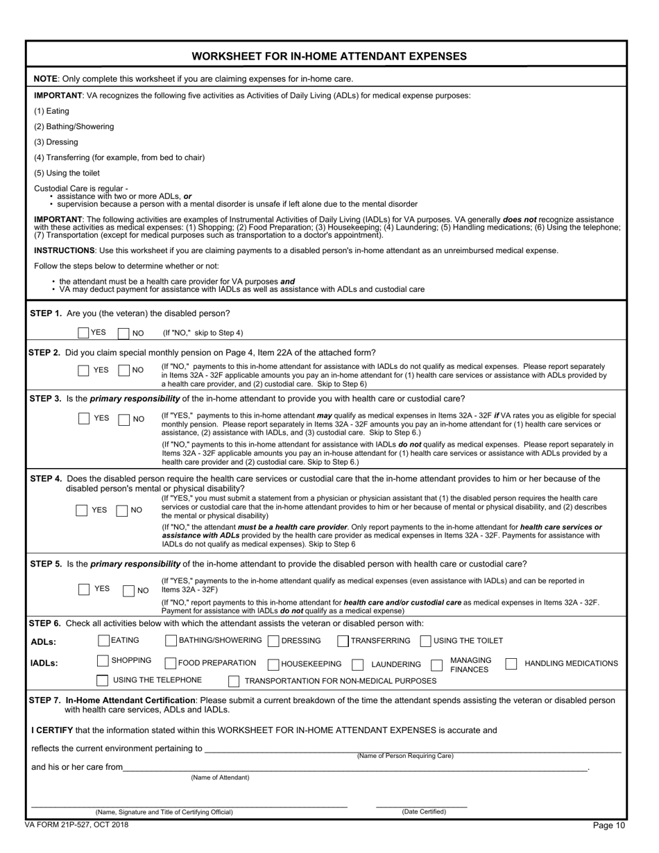 VA Form 21P-527 - Fill Out, Sign Online And Download Fillable PDF ...