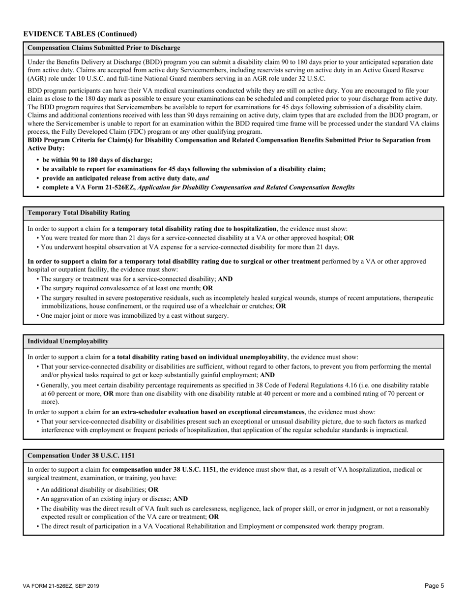 Form 21 526ez download fillable pdf or fill online application for