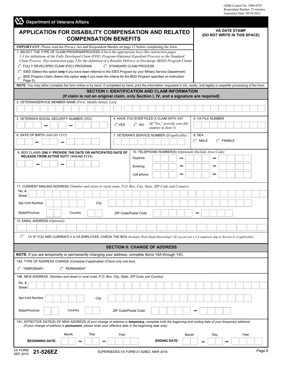 Form 21-526EZ - Fill Out, Sign Online and Download Fillable PDF ...