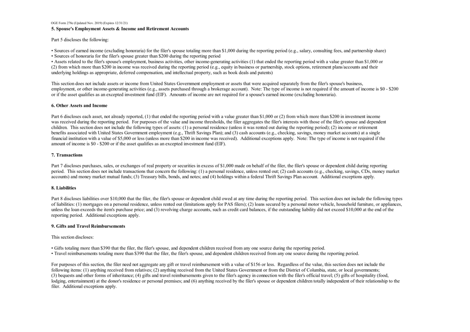 OGE Form 278E Executive Branch Personnel Public Financial Disclosure Report, Page 22