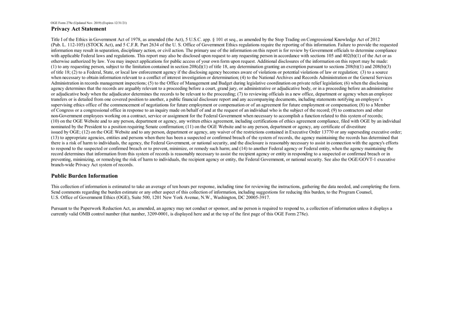 OGE Form 278E Executive Branch Personnel Public Financial Disclosure Report, Page 23