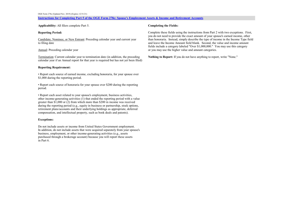 OGE Form 278E Executive Branch Personnel Public Financial Disclosure Report, Page 6