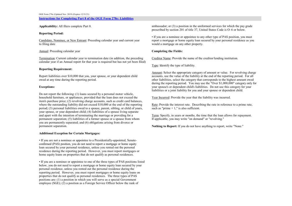 OGE Form 278E Executive Branch Personnel Public Financial Disclosure Report, Page 9