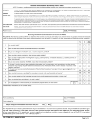 Document preview: DD Form 3111 Routine Immunization Screening Form: Adult