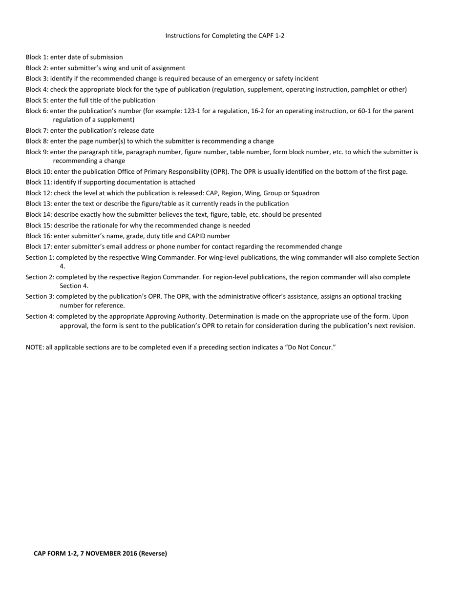 CAP Form 1-2 Recommendation for Change of Publication, Page 3