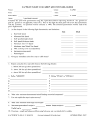 Document preview: CAP Form 70-5Q-G Pilot Flight Evaluation, Questionnaire, Glider