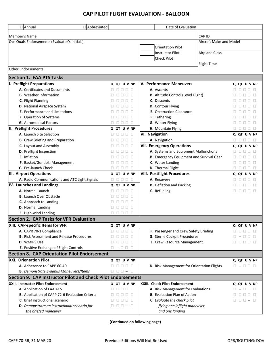 Form CAPF70-5B - Fill Out, Sign Online and Download Printable PDF ...