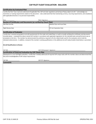 Form CAPF70-5B CAP Pilot Flight Evaluation - Balloon, Page 2