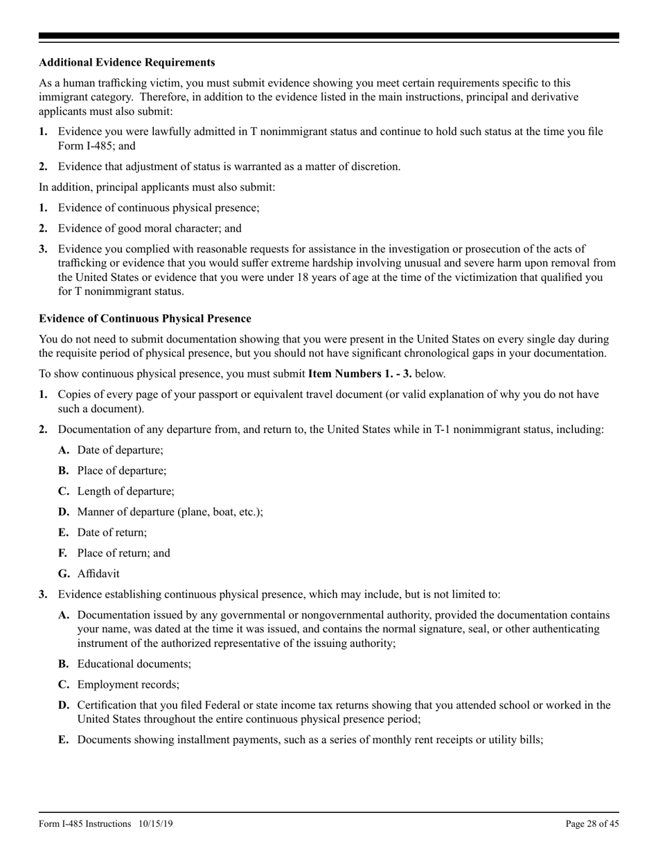Instructions for USCIS Form I-485 Application to Register Permanent Residence or Adjust Status, Page 28