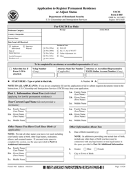 USCIS Form I-485 Application to Register Permanent Residence or Adjust Status