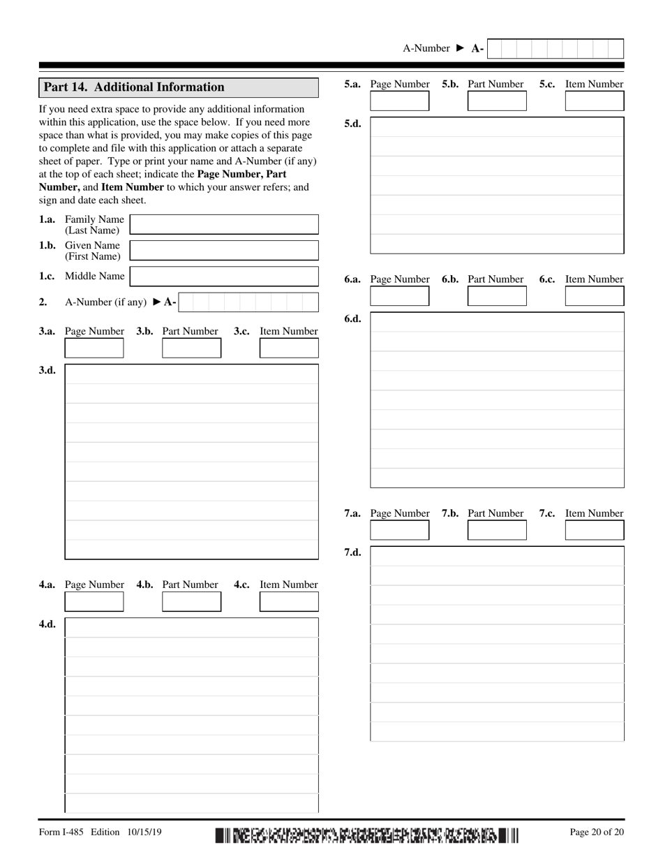USCIS Form I-485 Application to Register Permanent Residence or Adjust Status, Page 20