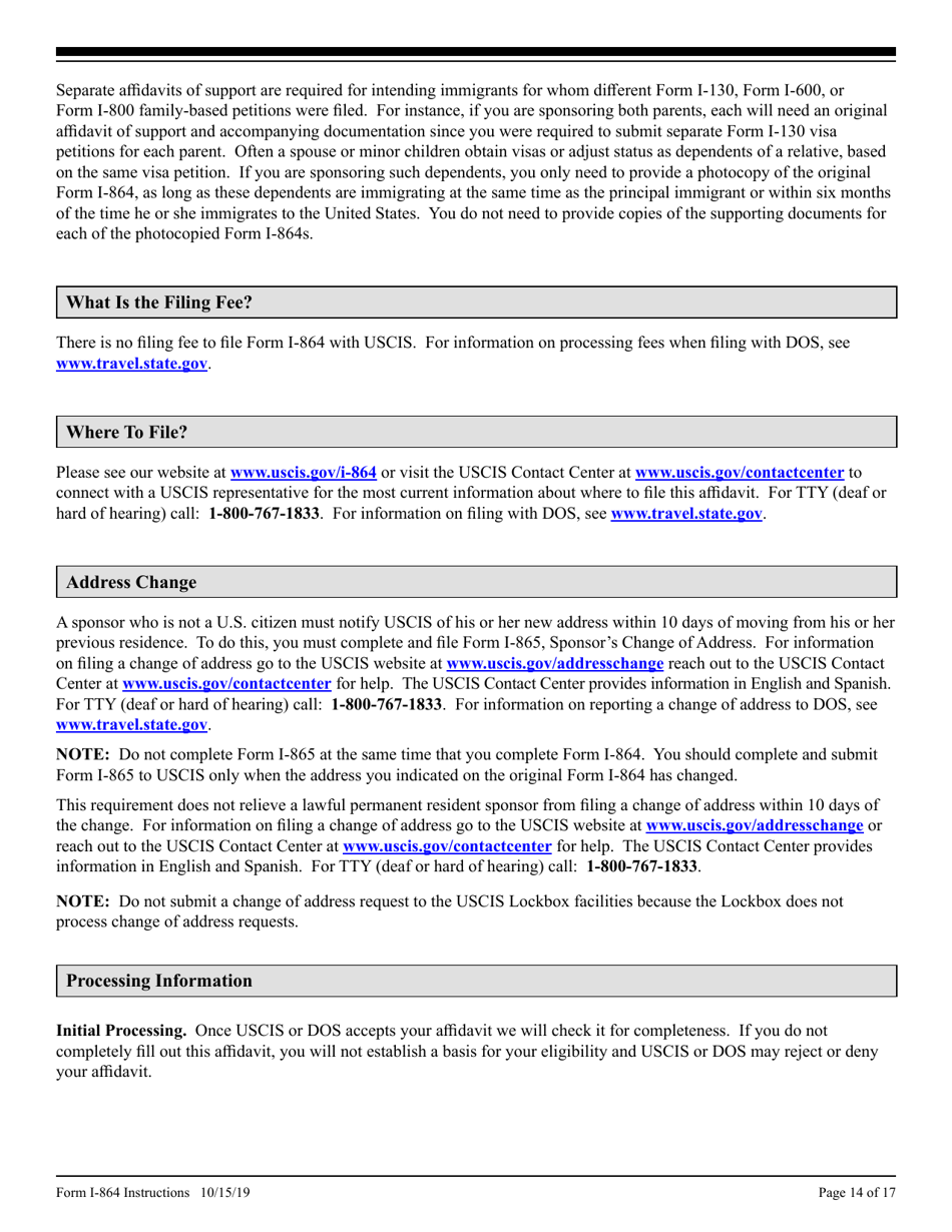Instructions for USCIS Form I-864 Affidavit of Support Under Section 213a of the Ina, Page 14