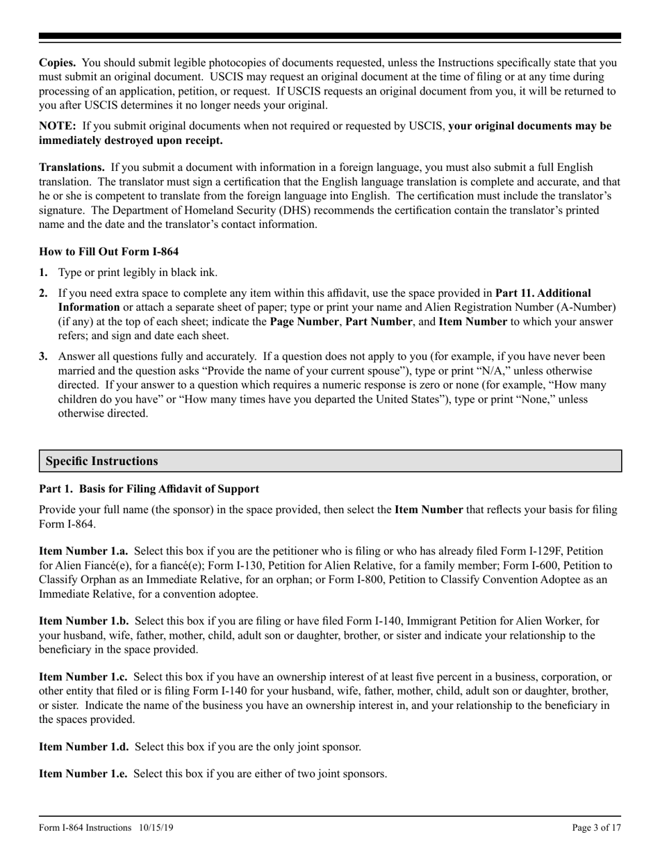 Instructions for USCIS Form I-864 Affidavit of Support Under Section 213a of the Ina, Page 3