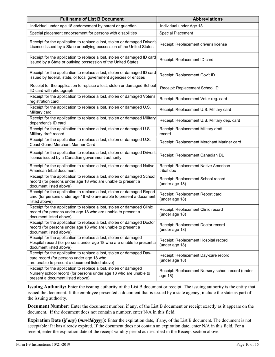 Instructions for USCIS Form I-9 Employment Eligibility Verification, Page 10