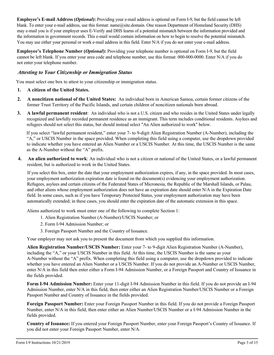 Instructions for USCIS Form I-9 Employment Eligibility Verification, Page 3