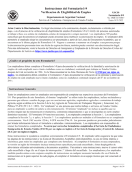 Instrucciones para USCIS Formulario I-9 Verificacion De Elegibilidad De Empleo (Spanish)