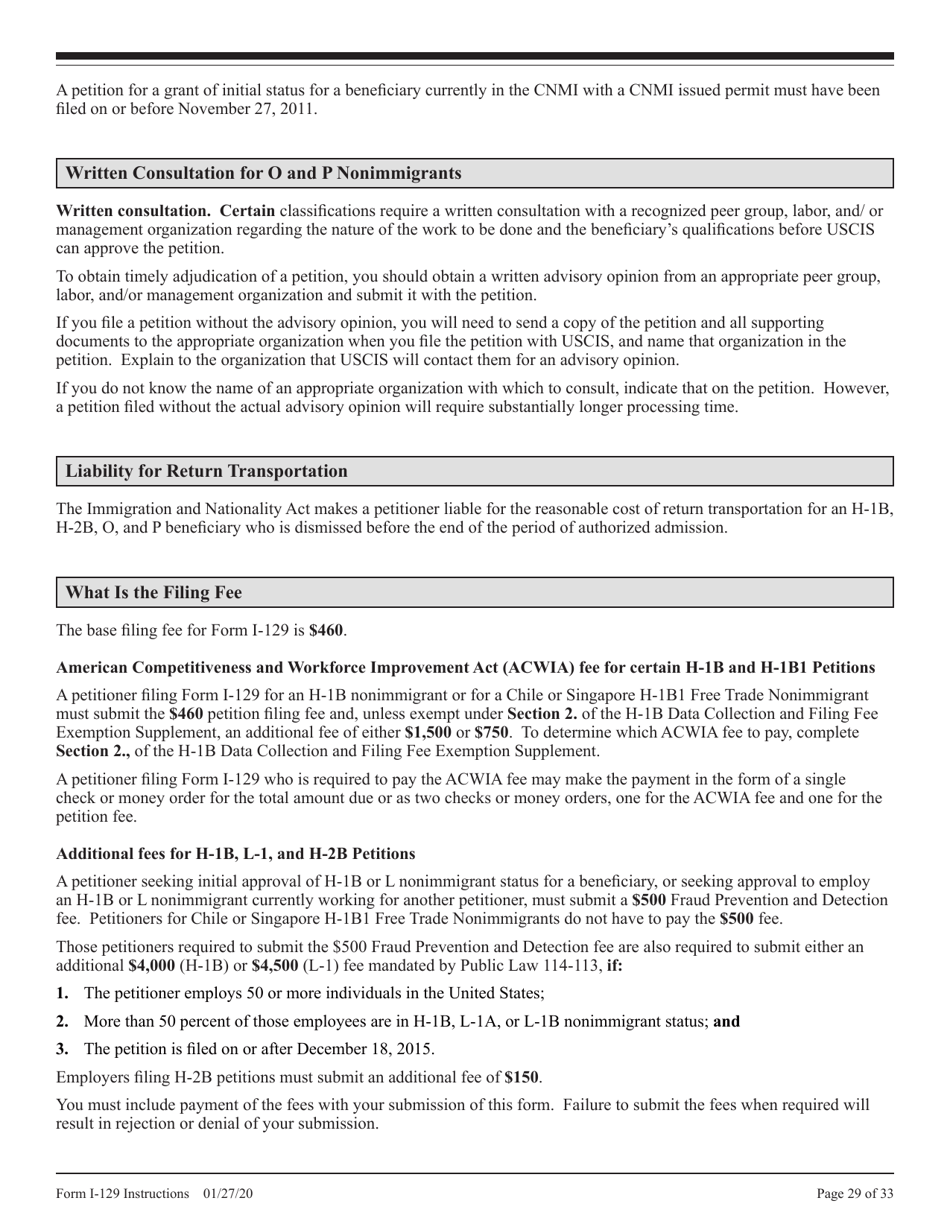 Instructions for USCIS Form I-129 Petition for Nonimmigrant Worker, Page 29