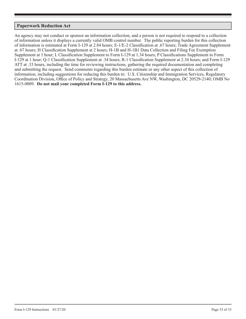 Instructions for USCIS Form I-129 Petition for Nonimmigrant Worker, Page 33