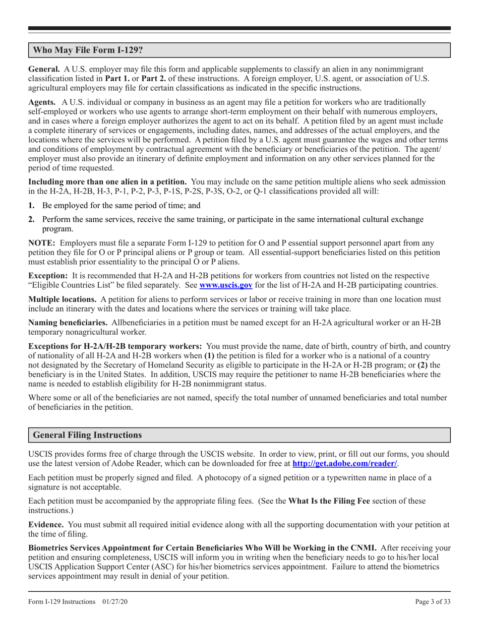 Instructions for USCIS Form I-129 Petition for Nonimmigrant Worker, Page 3