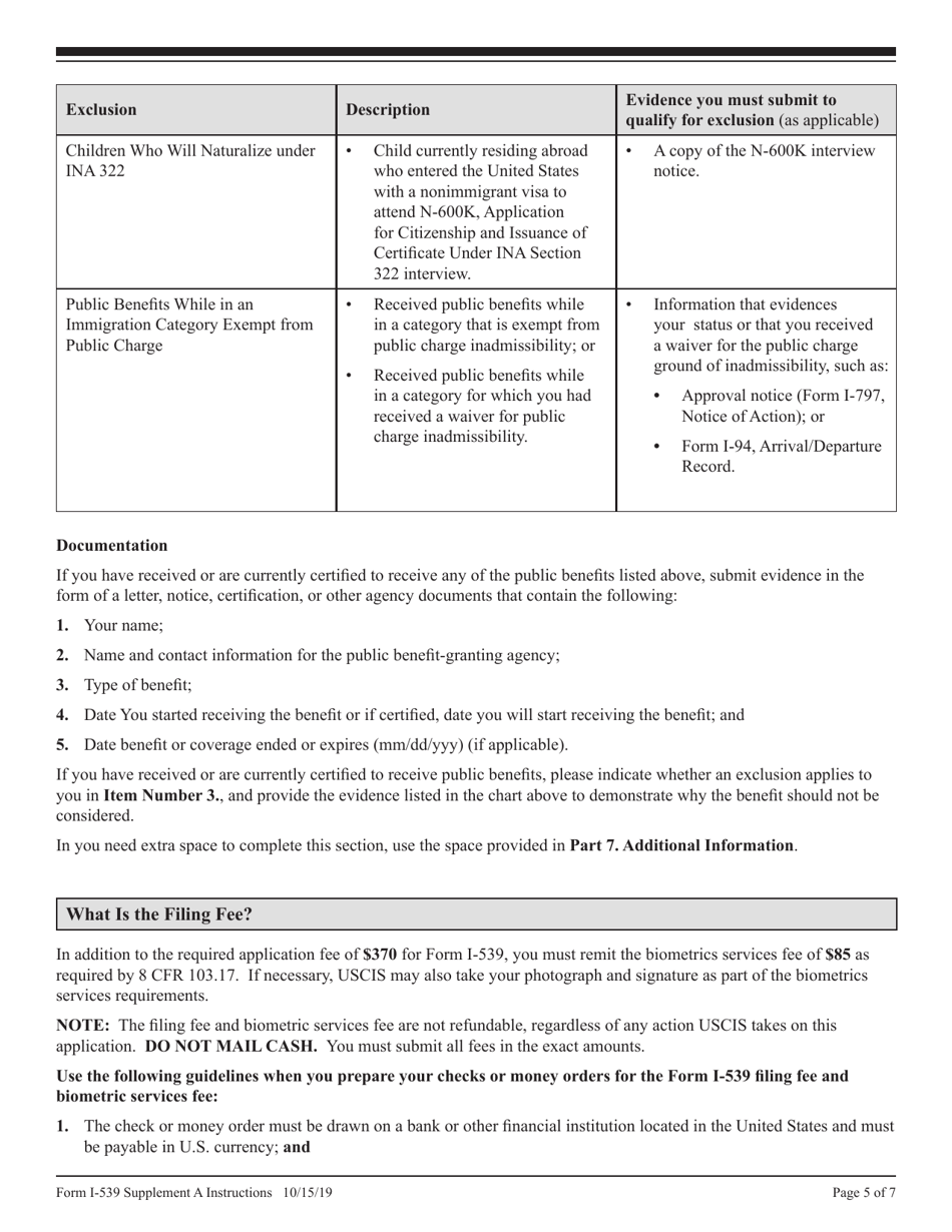 Download Instructions For Uscis Form I 539 Supplement A Supplemental Information For Application 2316