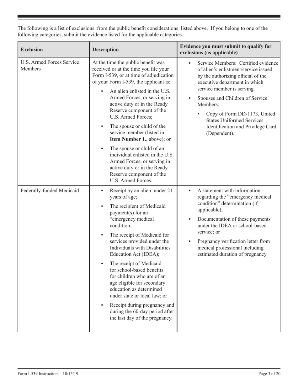 Instructions for USCIS Form I-539 Application to Extend / Change Nonimmigrant Status, Page 3