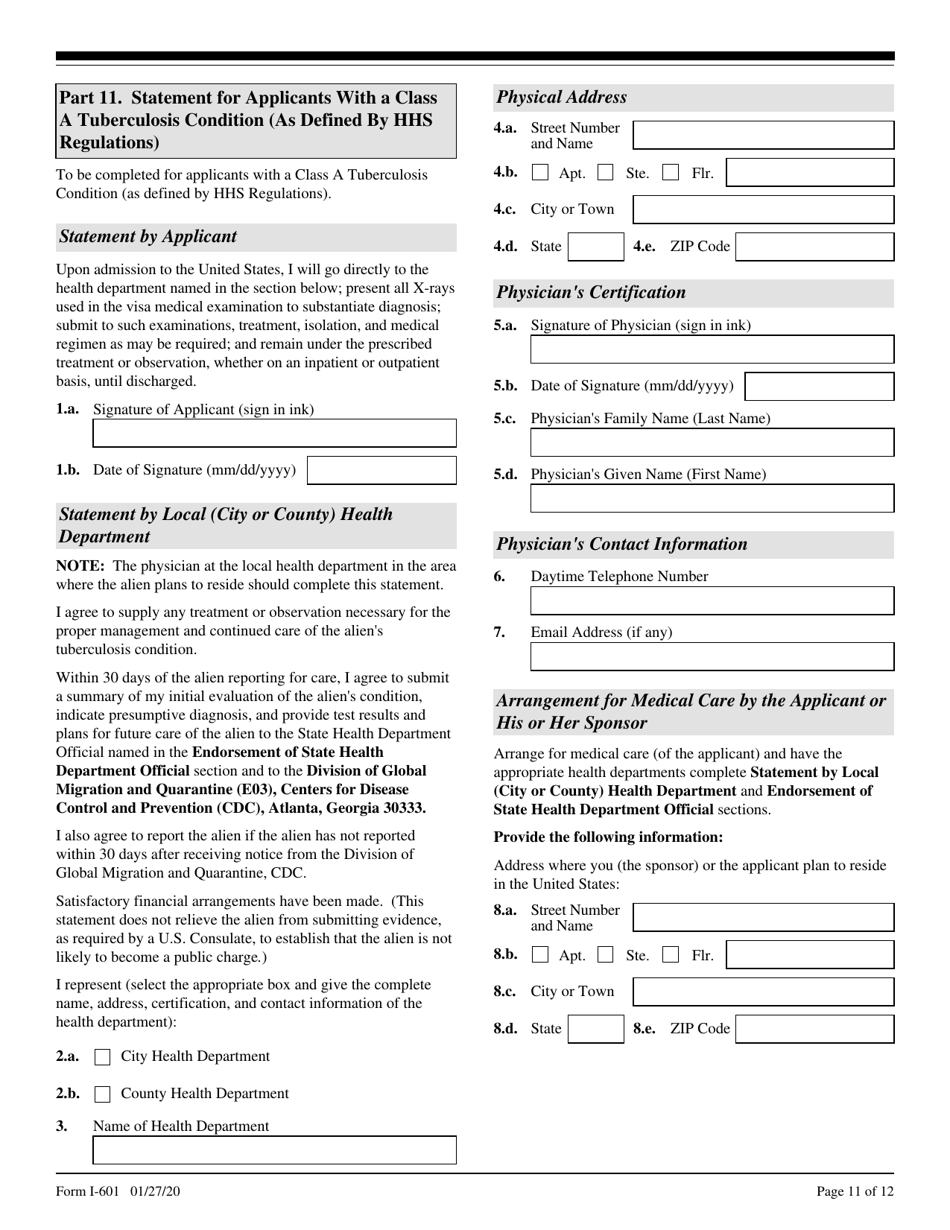 USCIS Form I-601 Application for Waiver of Grounds of Inadmissibility, Page 11