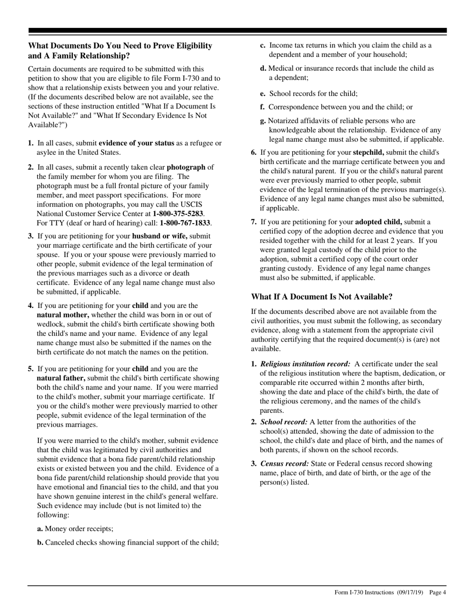 Instructions for USCIS Form I-730 Refugee / Asylee Relative Petition, Page 4