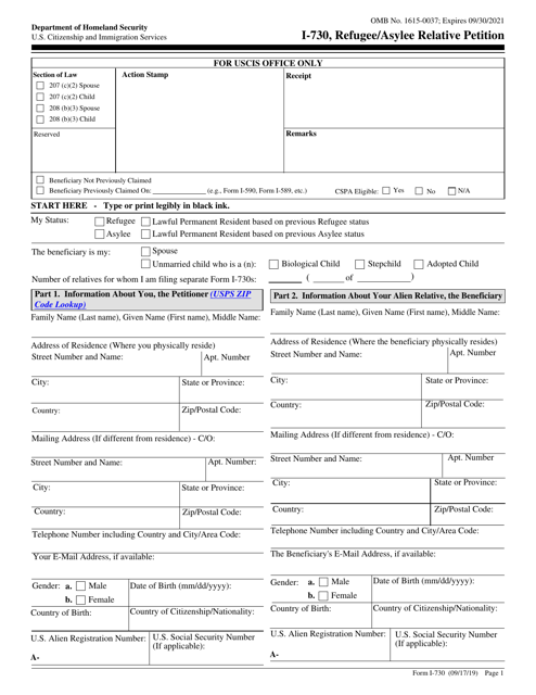 USCIS Form I-730 Download Fillable PDF or Fill Online Refugee/Asylee ...
