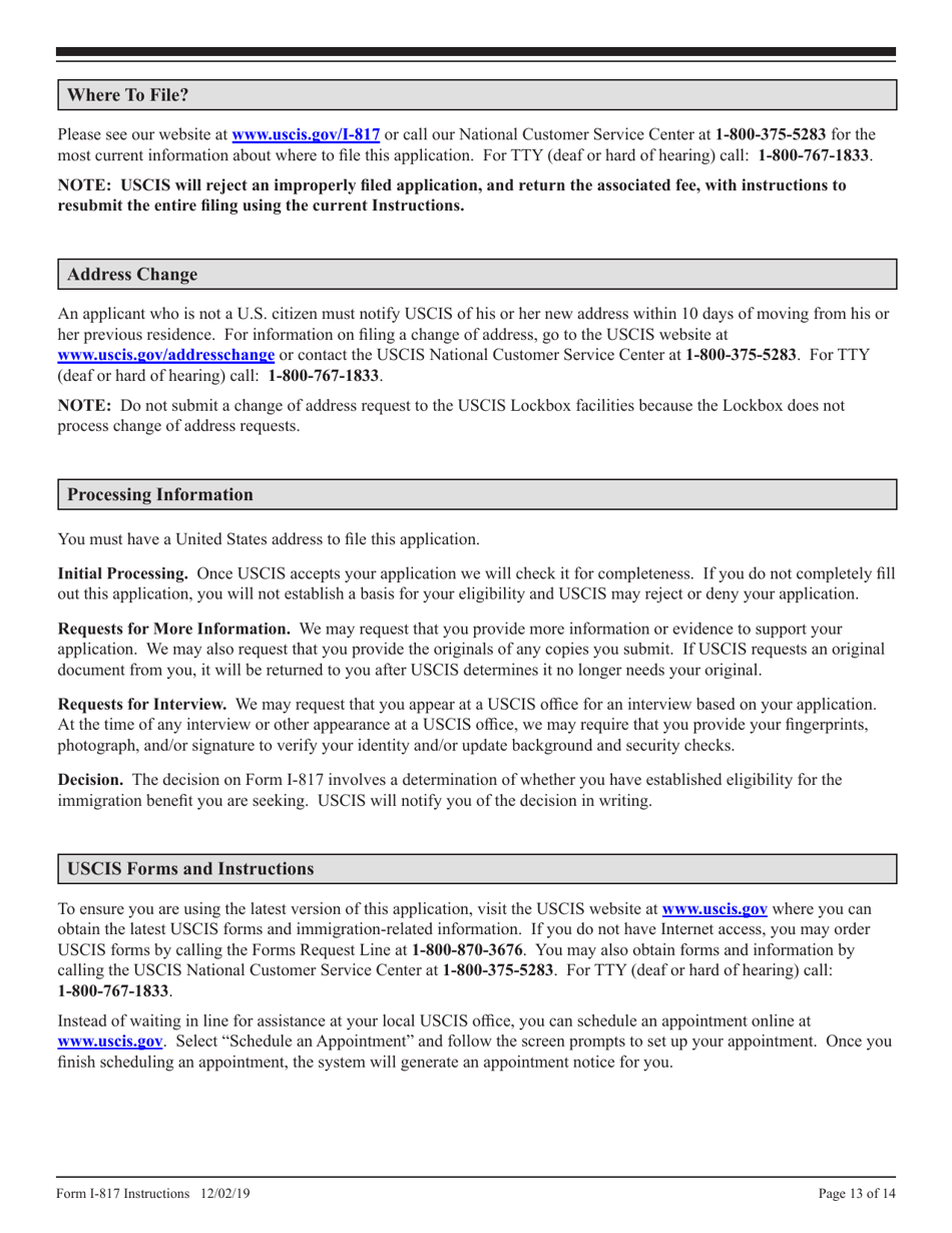 Instructions for USCIS Form I-817 Application for Family Unity Benefits, Page 13