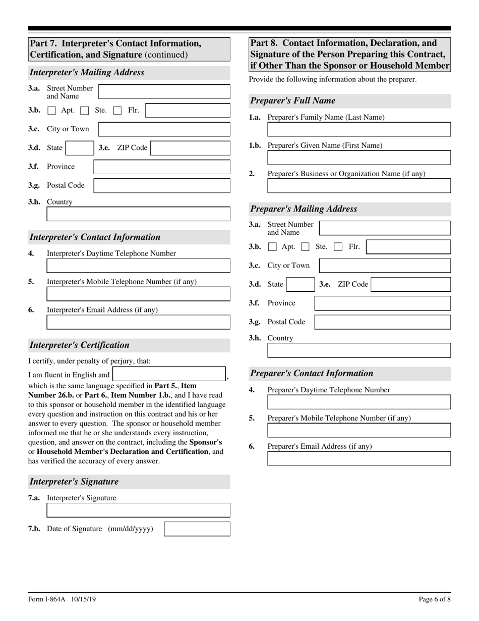 USCIS Form I-864A Contract Between Sponsor and Household Member, Page 6