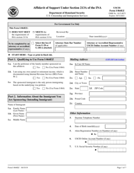USCIS Form I-864EZ Affidavit of Support Under Section 213a of the Ina