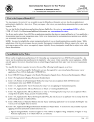 Instructions for USCIS Form I-912 Request for Fee Waiver