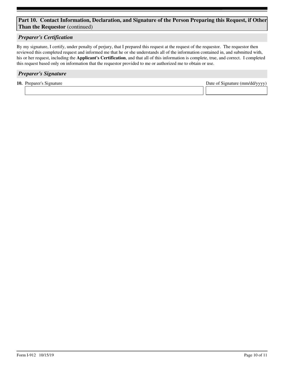 USCIS Form I-912 Request for Fee Waiver, Page 10