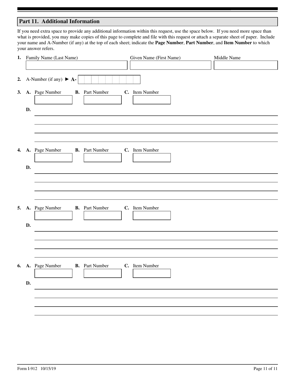 USCIS Form I-912 Request for Fee Waiver, Page 11