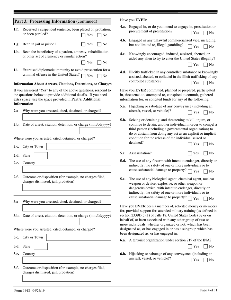 USCIS Form I-918 Petition for U Nonimmigrant Status, Page 4