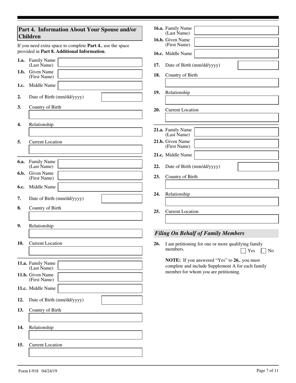 USCIS Form I-918 Petition for U Nonimmigrant Status, Page 7