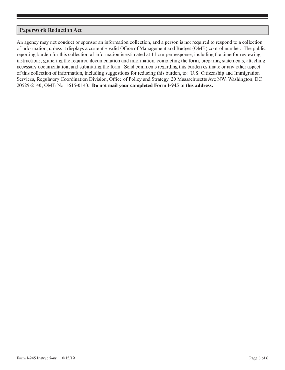 Instructions for USCIS Form I-945 Public Charge Bond, Page 6