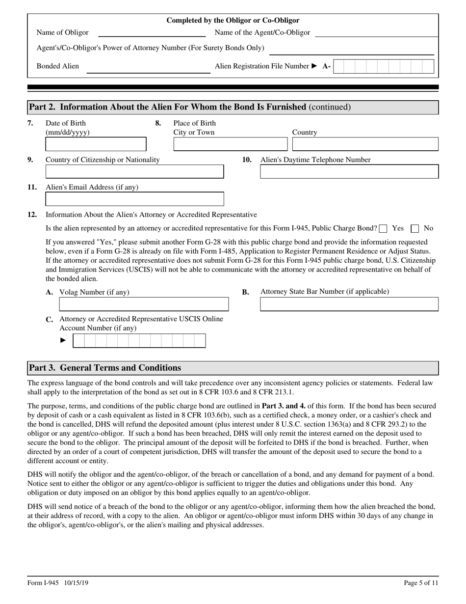 USCIS Form I-945 Public Charge Bond, Page 5