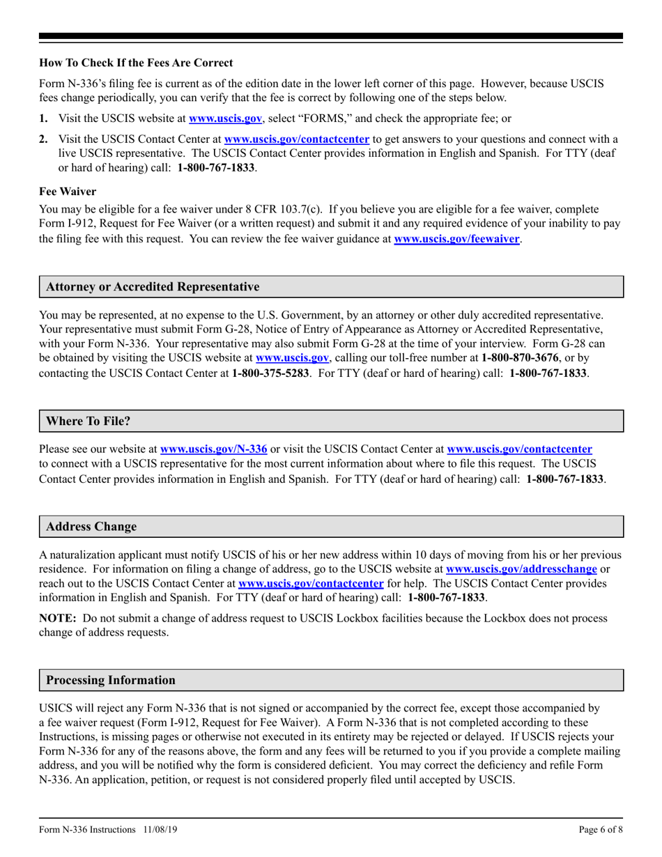 Instructions for USCIS Form N-336 Request for Hearing on a Decision in Naturalization Proceedings Under Section 336, Page 6