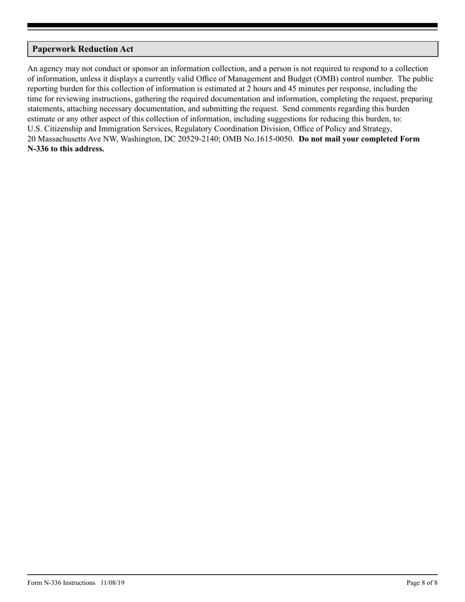 Instructions for USCIS Form N-336 Request for Hearing on a Decision in Naturalization Proceedings Under Section 336, Page 8