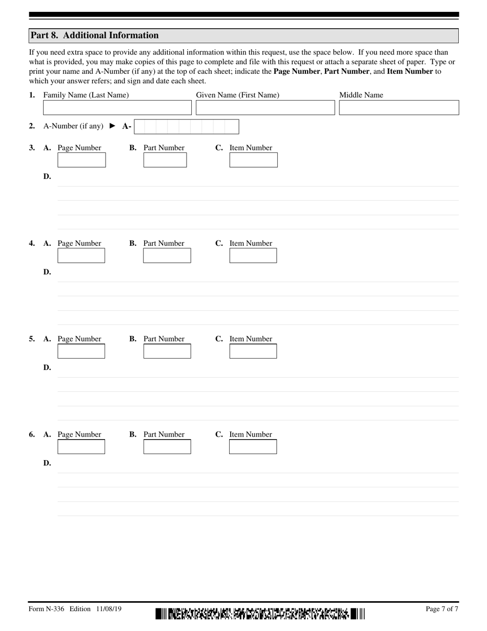 USCIS Form N-336 Request for a Hearing on a Decision in Naturalization Proceedings Under Section 336, Page 7