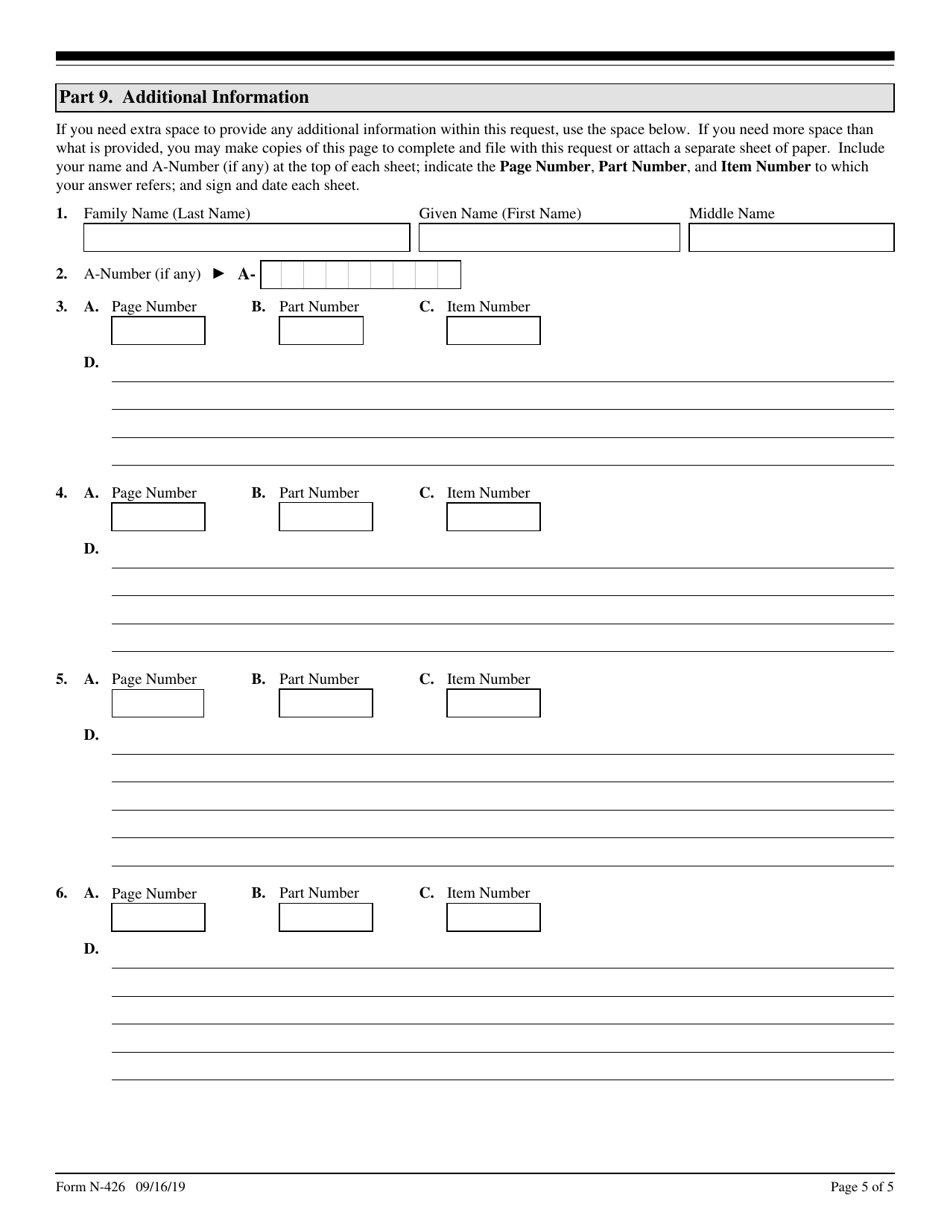 Uscis Form N 426 Fill Out Sign Online And Download Fillable Pdf Templateroller 8268