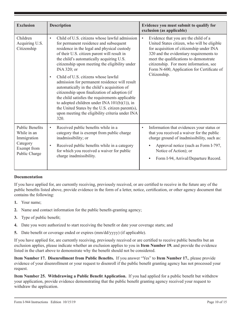 Instructions for USCIS Form I-944 Declaration of Self-sufficiency, Page 10