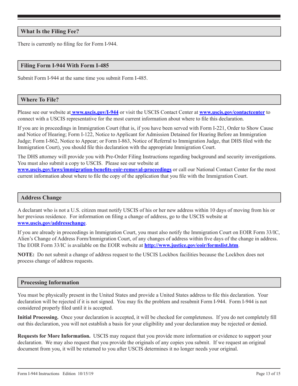 Instructions for USCIS Form I-944 Declaration of Self-sufficiency, Page 13