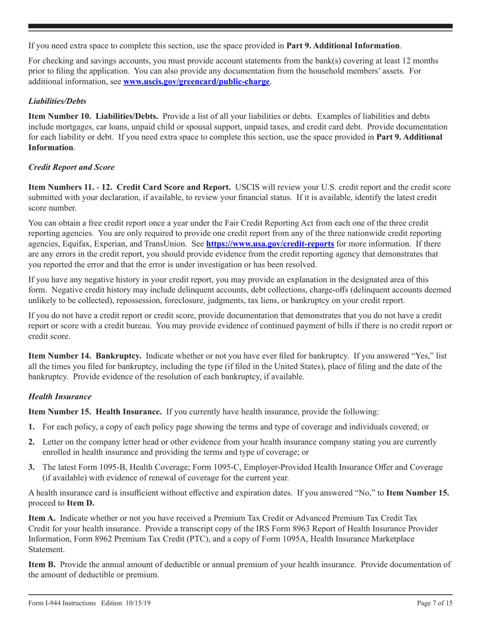 Instructions for USCIS Form I-944 Declaration of Self-sufficiency, Page 7