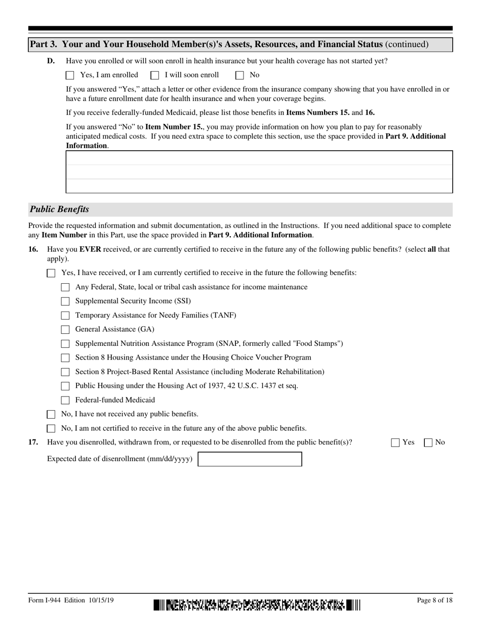 USCIS Form I-944 Declaration of Self-sufficiency, Page 8