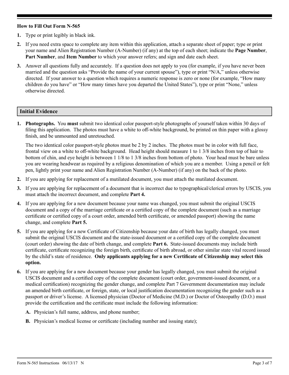 Download Instructions For Uscis Form N 565 Application For Replacement Naturalization 9876