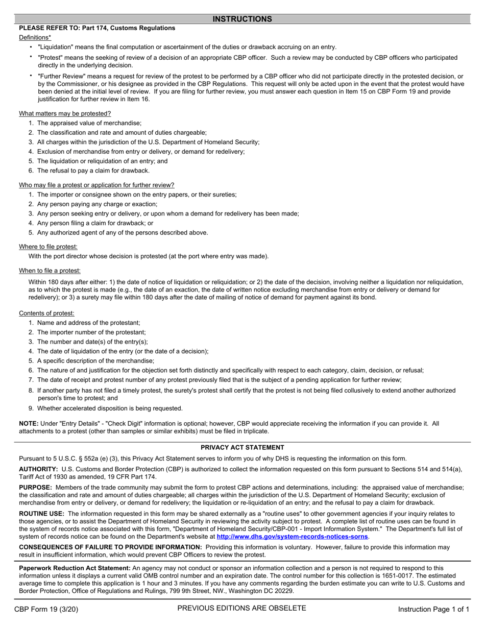 CBP Form 19 Protest, Page 3